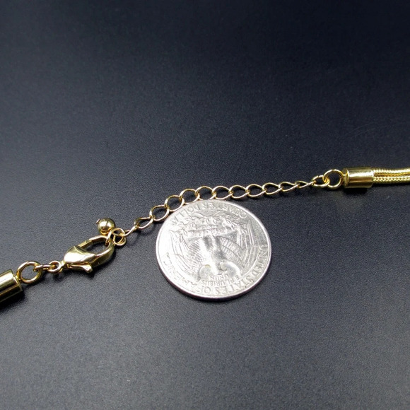 Cute 18 Inch Gold Tone Rectangle Pendant Necklace - Picture 6 of 7